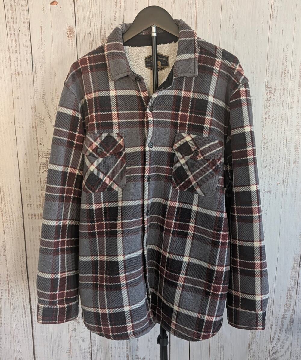 Freedom Foundry Shacket Mens XL Plaid Sherpa Lined Fleece Shirt Jacket Cabincore